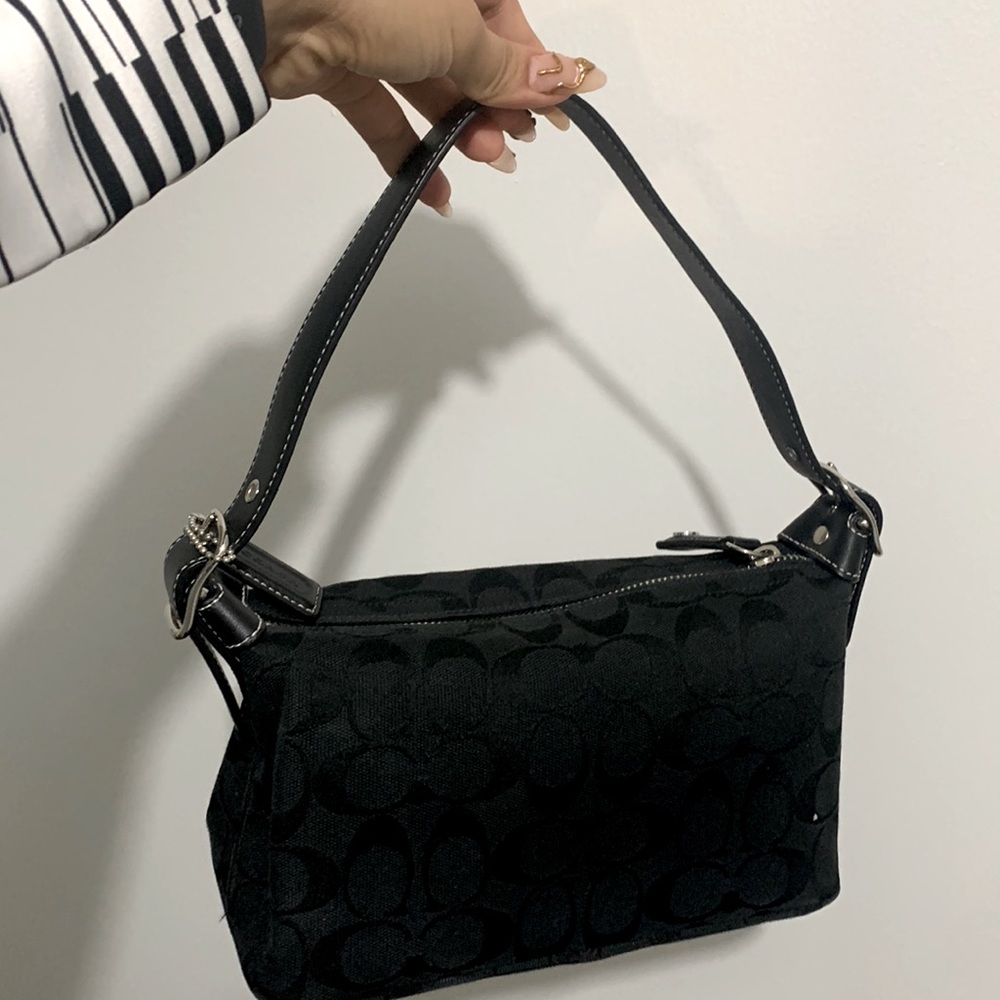 Coach black fabric classic "C" shoulder bag